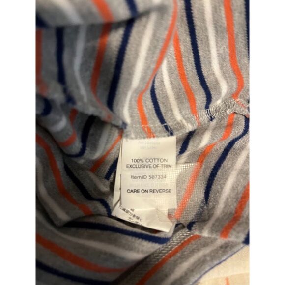 LL Bean Gry/Blck/Wht/Orange Stripe Gorpcore Casual V-Neck Long Sleeve Top S - Picture 3 of 5